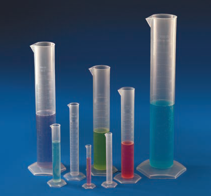 Cylinders, Plastic, with Hexagonal base and spout, Class B