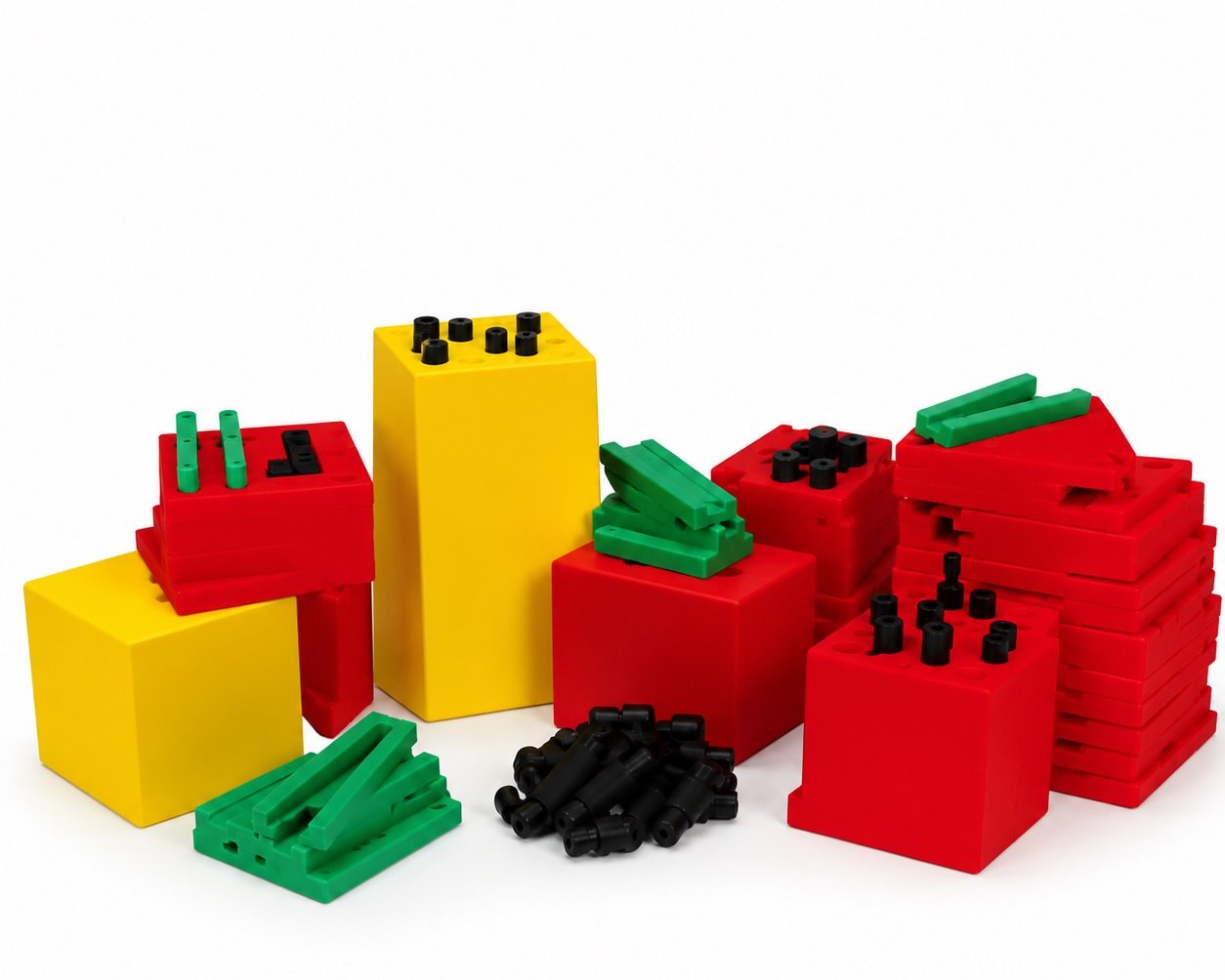Base Ten Set Group Activity : Set supplies for class of 20–25 students with 400 individual units, 80 rods, 40 flats, 4 Thousand cubes.