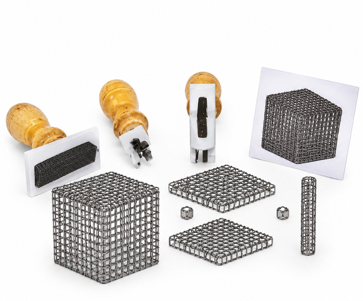 Base Ten Stamp Set : Rubber stamp is replicas of Base 10 blocks. Includes one unit, one rod, one flat, and one cube stamp.