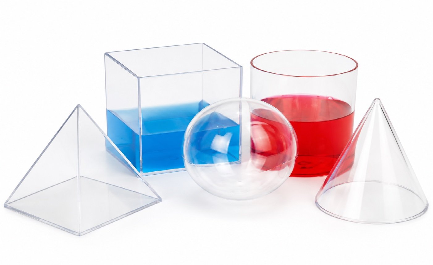 Volume Relationship Set : To teach volume relationship between different 3D solids. Consists of 5 3D figures in size 10 cm.