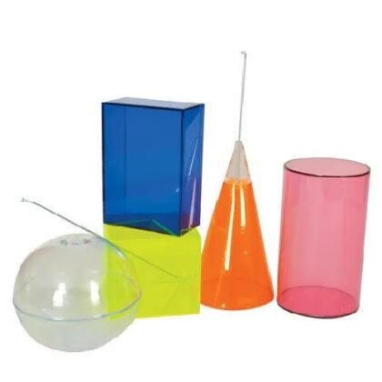 Transparent Acrylic figures : Cube, Cuboid, Cone, Cylinder and 2 hemispheres