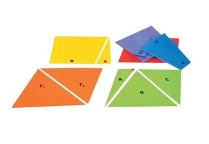 Parallelogram kit: Set of 6 parallelograms used to demonstrate various properties. Made of plastic. Magnetic.
